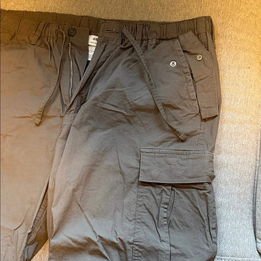 Olive H&M Cargo Pants with Drawstring Waist